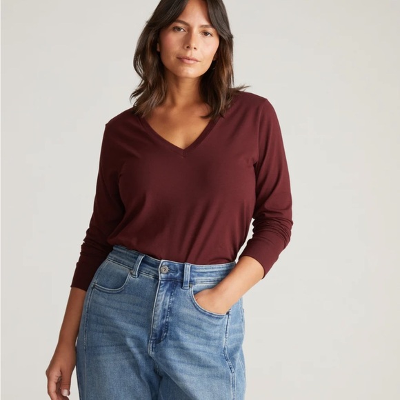 Universal standard long sleeve crew tee black cherry 4XS 0/00 - Picture 1 of 5
